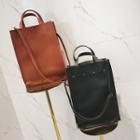 Faux-leather Plain Crossbody Bag