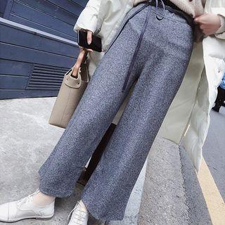 Cropped Herringbone Wide-leg Pants