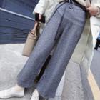 Cropped Herringbone Wide-leg Pants