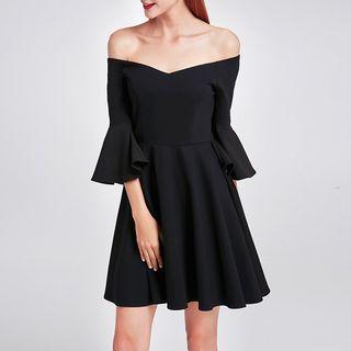 Bell-sleeve Off-shoulder A-line Dress