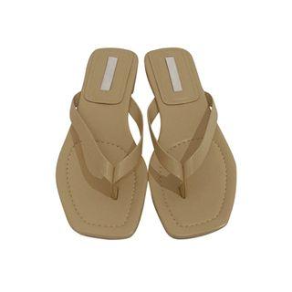 Plain Faux-leather Flip-flops