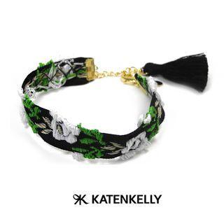 Tasseled Flower Embroidery Bracelet One Size