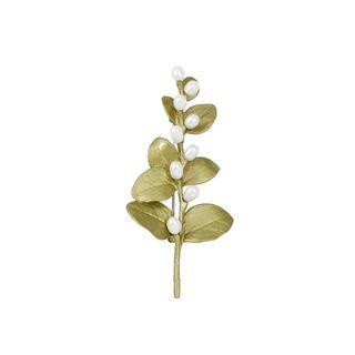 Simple And Elegant Enamel Green Leaves Freshwater Pearl Brooch Silver - One Size