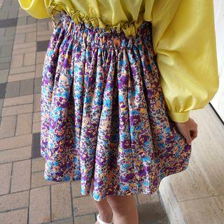 Contrast-trim Floral Miniskirt