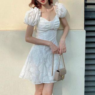 Bow Detail Keyhole Short Sleeve Mini Dress