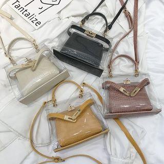 Set: Transparent Crossbody Bag + Grained Pouch