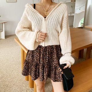Rib-knit Zip-up Hoodie