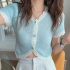 V-neck Contrast-trim Cropped Top