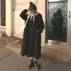 Color-block Loose-fit Long Jacket Black - One Size