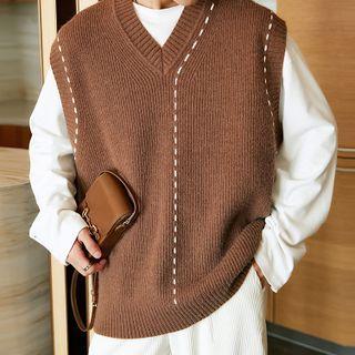 Contrast Stitch Sweater Vest