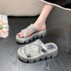Rhinestone Peep-toe Platform Slide Sandals