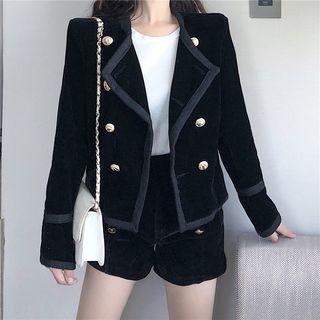 Velvet Long Sleeve Jacket /  Cuffed Shorts