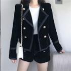 Velvet Long Sleeve Jacket /  Cuffed Shorts