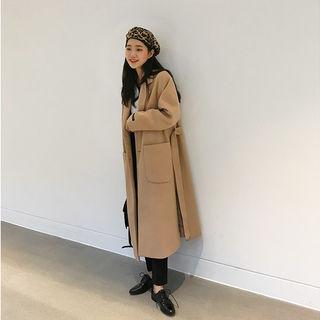 Notched-lapel Long Single-breasted Coat