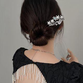 Moonstone Faux Pearl Alloy Hair Stick 1 Pc - Silver - One Size
