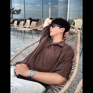 Short-sleeve Ribbed Shirt
