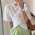 Short-sleeve Crisscross T-shirt White - One Size