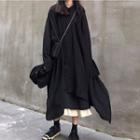 Asymmetric Hem Midi Collared Dress Black - One Size