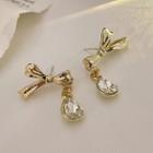 Bow Faux Crystal Alloy Dangle Earring 1 Pair - Gold - One Size