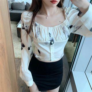 Print Crop Blouse