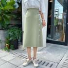 Slit-side Buttoned A-line Skirt