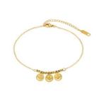 Simple Personality Plated Gold Round Beads Smiley Expression 316l Stainless Steel Anklet Golden - One Size