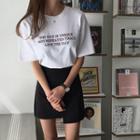 Letter Print Cotton T-shirt Ivory - One Size
