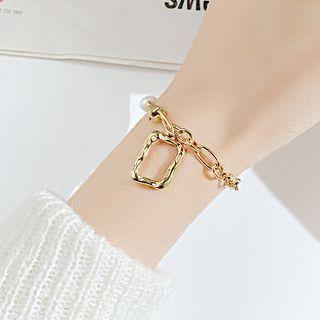 Rectangle Freshwater Pearl Stainless Steel Bracelet