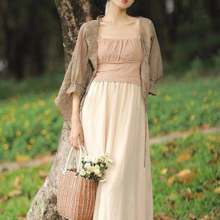 Spaghetti Strap Top / Jacket / Wide-leg Pants / Set