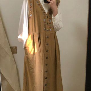 Plain Shirt / Embroidered Overall Dress