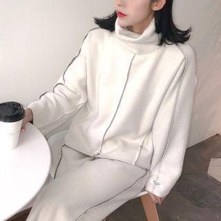 Turtleneck Knit Top / Wide Leg Pants