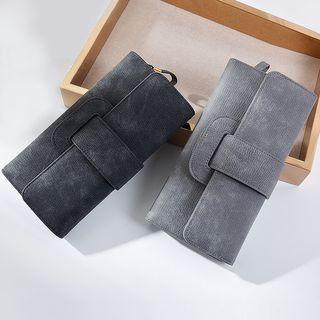 Buckled Faux-leather Long Wallet