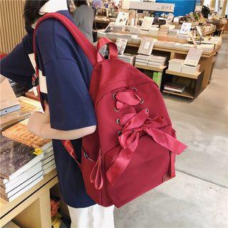 Ribbon Lace-up Nylon Backpack