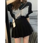 Short-sleeve Bow Top / Skirt / Set