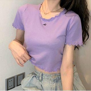 Ruffled Short Sleeve Knit Shirt