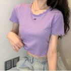 Ruffled Short Sleeve Knit Shirt