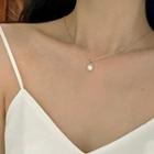 Pearl-pendant Chain Necklace Silver - One Size