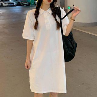 Short-sleeve Shift Polo Dress