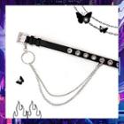 Grommet Slim Belt With Waist Chain As Shown In Figure - One Size