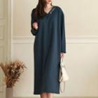 Lettered V-neck T-shirt Dress