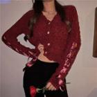 Lace-up V-neck Cropped Cardigan