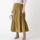 Band-waist Shirred Midi A-line Skirt
