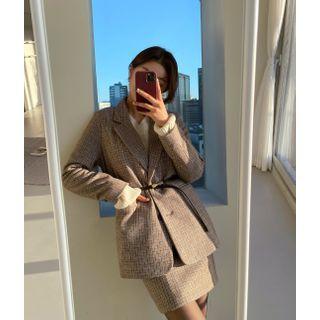 Checked Set: Jacket + Skirt(3 Lengths)