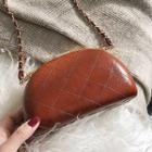 Quilted Faux Leather Clutch With Metal Chain