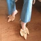 Bow Accent Pointed Kitten Mules
