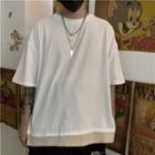 Panel Trim Short-sleeve Round Neck T-shirt