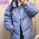 Padded Zipped Coat Grayish Blue - One Size