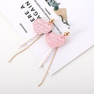 Embossed Heart Drop Earring 1 Pair - Pink & Gold - One Size