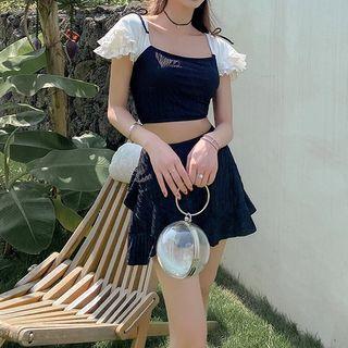 Set: Two-tone Swim Top + Bottom + Skirt