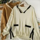 Side-slit V-neck Loose Sweater